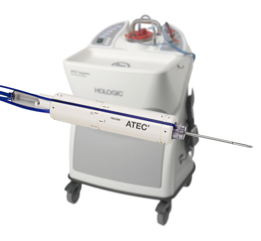 Sistema de biopsia mamária ATEC® da Hologic em fundo branco