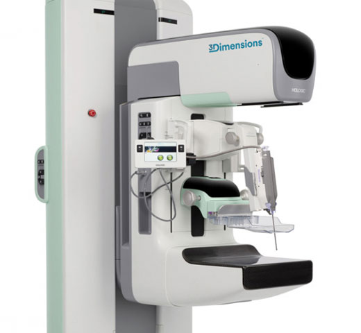 Sistema de orientação para biopsia mamária vertical Affirm® da Hologic em fundo branco