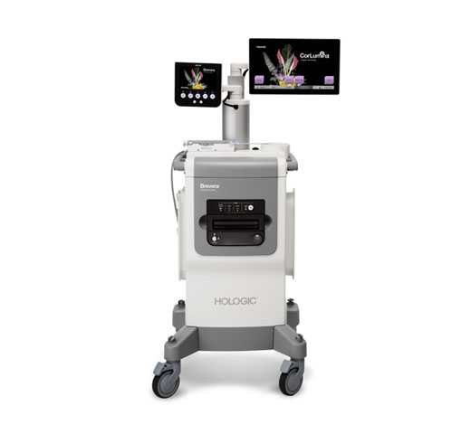 Sistema de biópsia mamária Brevera® da Hologic em fundo branco
