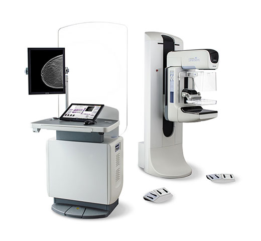 Sistema de mamografia digital Selenia® Dimensions® da Hologic em fundo branco