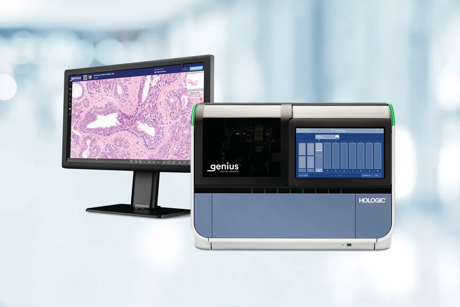 Estação de revisão Genius e monitor