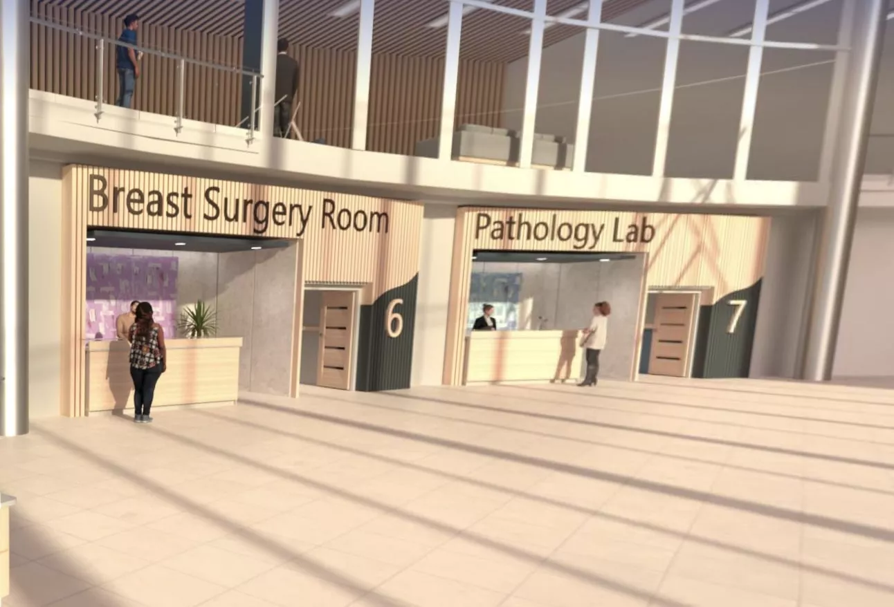 Pacientes nos balcões de atendimento da Sala de Cirurgia da Mama e do Laboratório de Patologia para rastreio e diagnóstico no Hospital Virtual