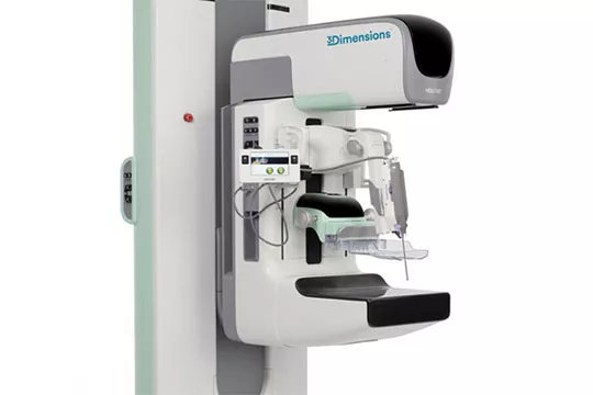 Sistema de orientação para biopsia mamária vertical em fundo branco