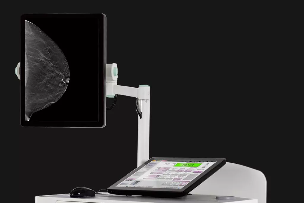 Dispositivo médico com a imagem de uma ecografia mamária