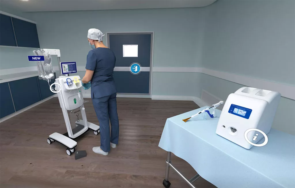 Imagem do médico na sala do procedimento do Hospital Virtual.