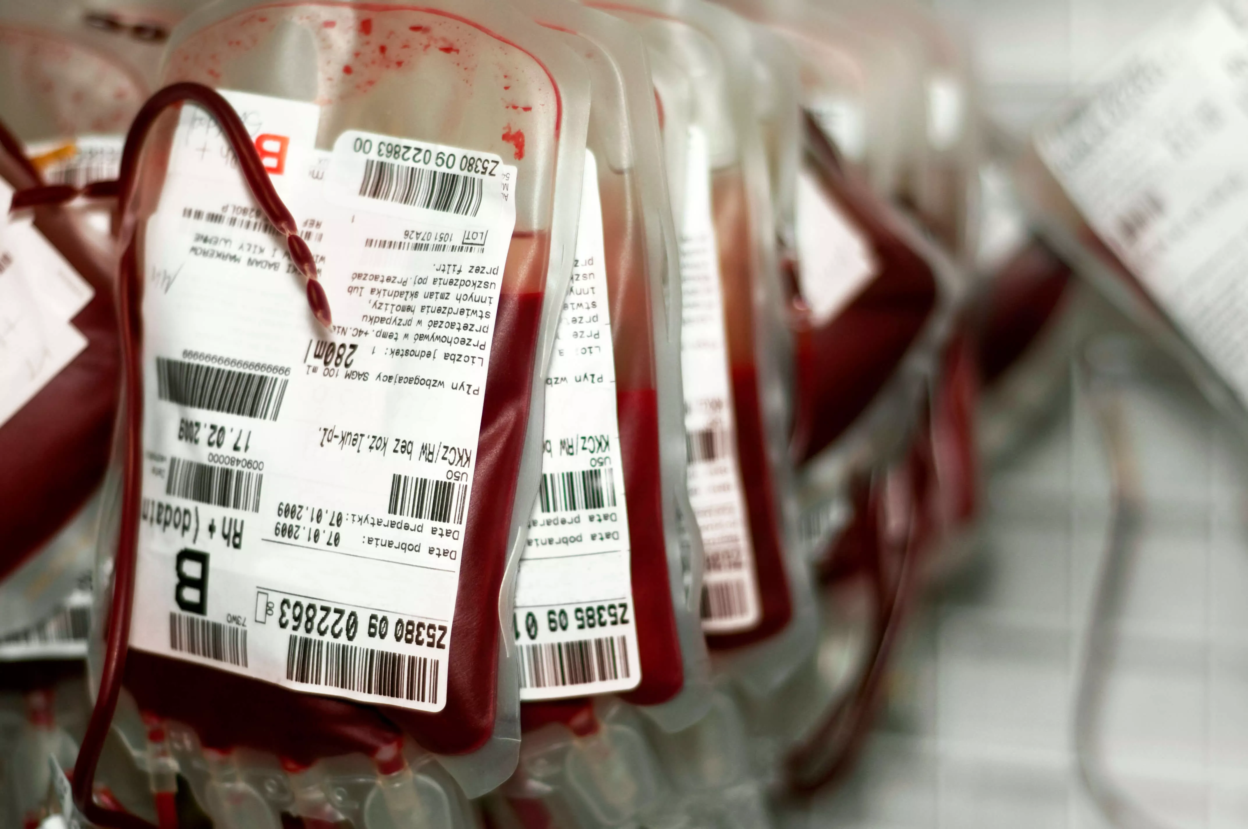 Foto de bolsas ou recipientes de colheita de sangue